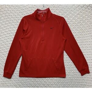 Nike Youth Shirt M (8-10) Red Performance Long Sleeve 1/2 Zip Mock Neck Pullover